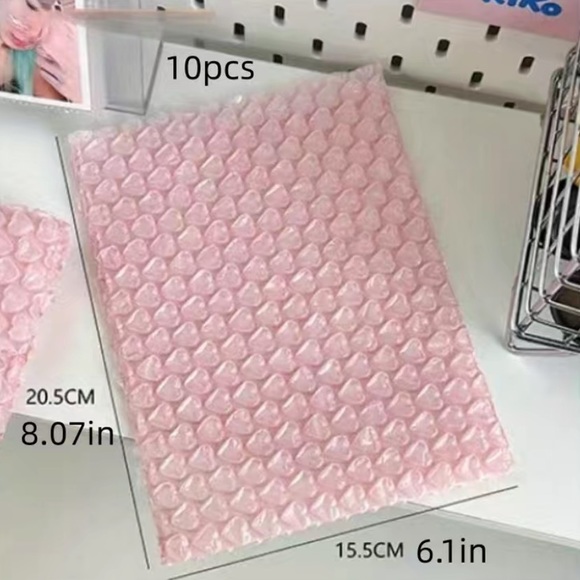 10pcs Pink Heart Shaped Bubble Film Bags - Picture 4 of 5